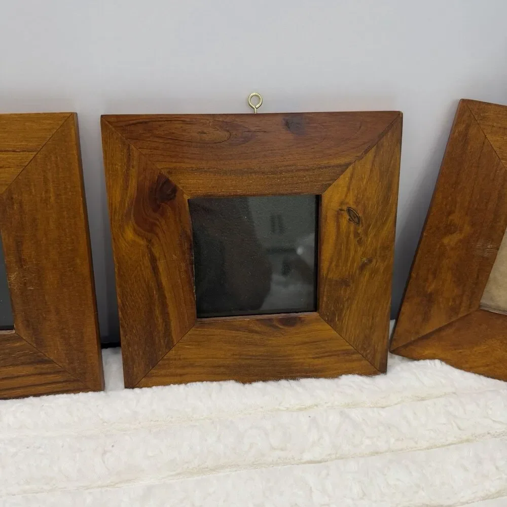 Set of 4 Vintage Mid Century Danish Modern Wood Picture Frames Teak Style Retro